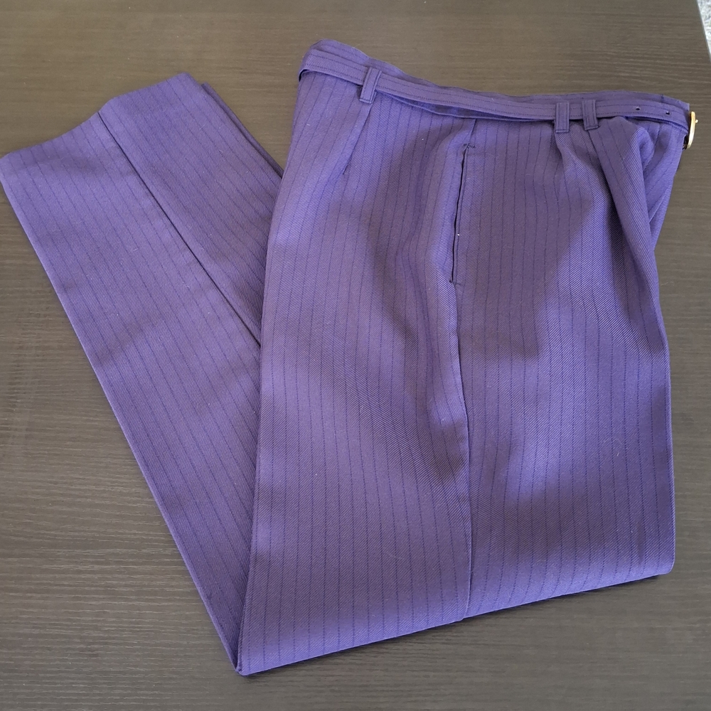 Vintage Purple High-Waisted Trousers with Belt